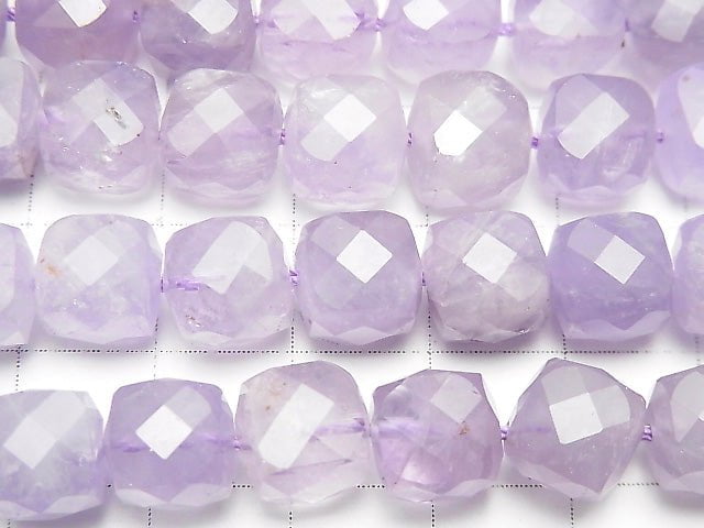 Hochwertig! Lavendel-Amethyst AA++ Würfelform 8x8x8mm halb oder 1 Strang Perlen (ca. 15 Zoll / 37 cm)