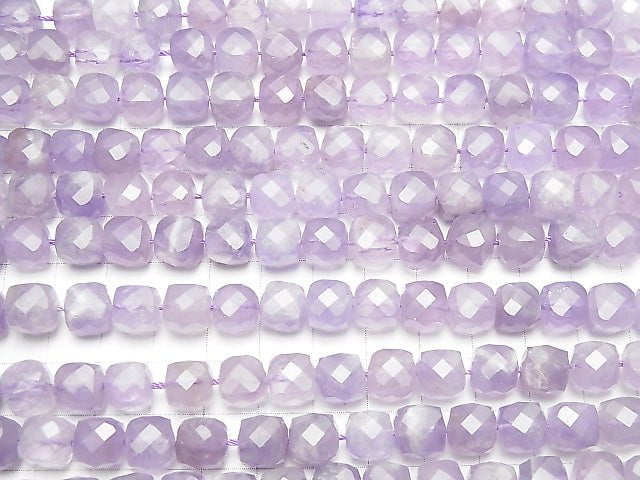 Hochwertig! Lavendel-Amethyst AA++ Würfelform 8x8x8mm halb oder 1 Strang Perlen (ca. 15 Zoll / 37 cm)