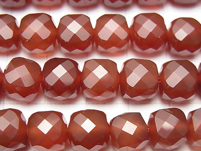 Hochwertig! Roter Achat AAA Würfelform 8x8x8mm halb oder 1 Strang Perlen (ca. 15 Zoll / 37 cm)