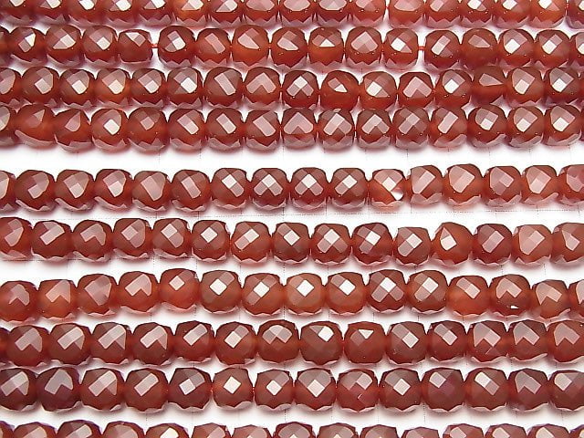 Hochwertig! Roter Achat AAA Würfelform 8x8x8mm halb oder 1 Strang Perlen (ca. 15 Zoll / 37 cm)