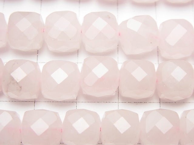 Hochwertig! Rosenquarz AA++ Würfelform 8x8x8mm halbe oder 1 Strang Perlen (ca. 15 Zoll / 37 cm)