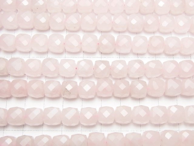 Hochwertig! Rosenquarz AA++ Würfelform 8x8x8mm halbe oder 1 Strang Perlen (ca. 15 Zoll / 37 cm)