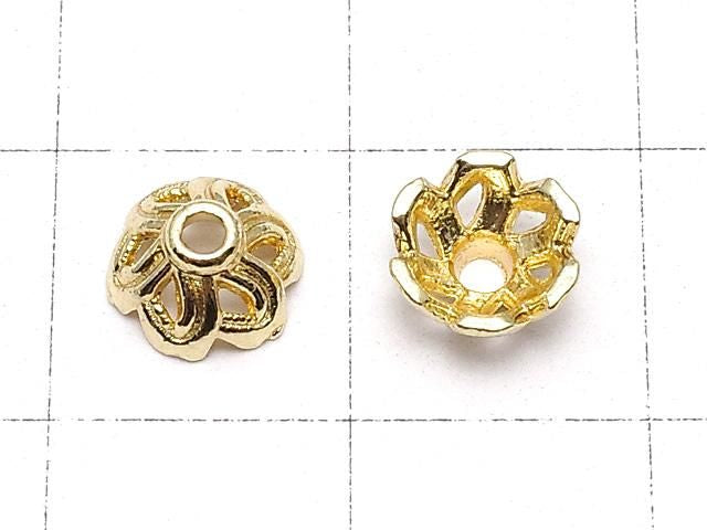 金屬珠托 6x6x3.5mm 金色 10個