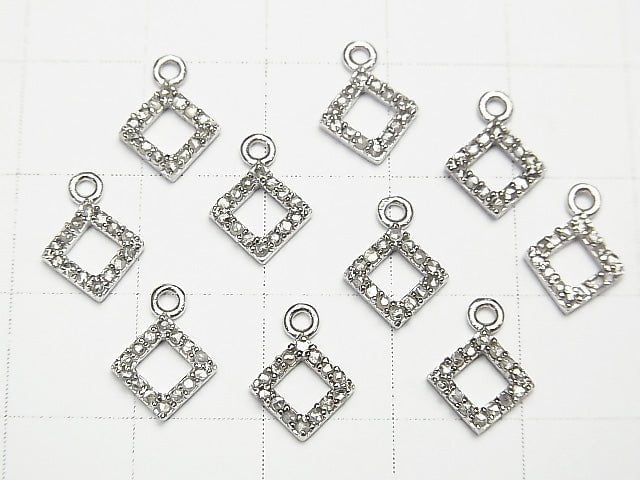 Diamond Donut Charm 8x8x1.5mm Silver925 1pc