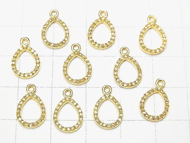 Diamond Pear shape (Donut ) charm 10x8x1.5mm 18KGP 1pc