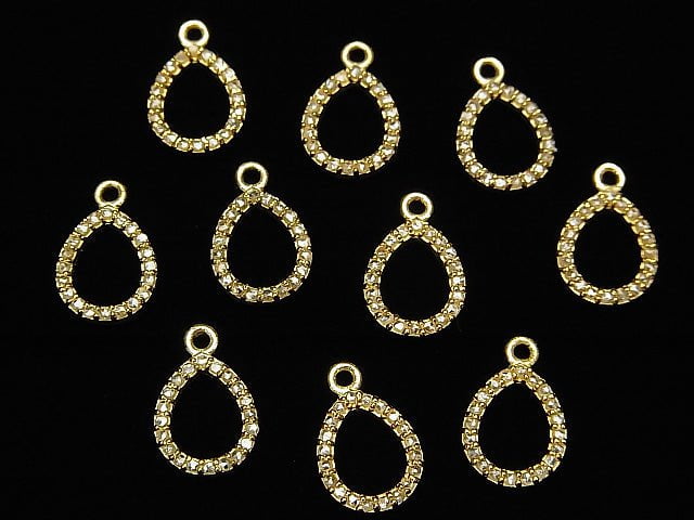 Diamond Pear shape (Donut ) charm 10x8x1.5mm 18KGP 1pc