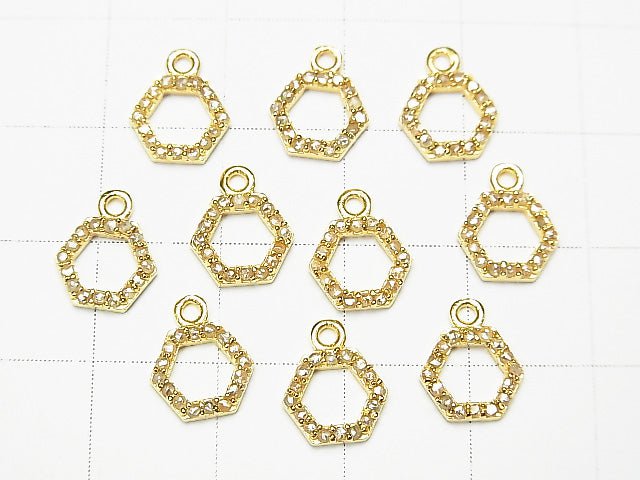 Diamant Sechseck (Donut) Anhänger 7x8x1.5mm 18KGP 1 Stück