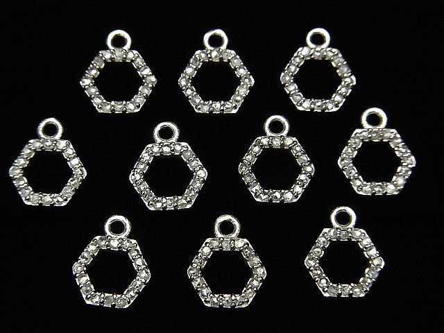 Diamant Sechseck (Donut) Anhänger 7x8x1.5mm Silber925 1 Stück