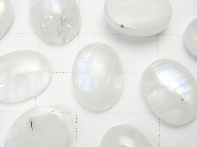 Hochwertiger Regenbogen-Mondstein AA++ Oval Cabochon 16x12mm 2 Stück