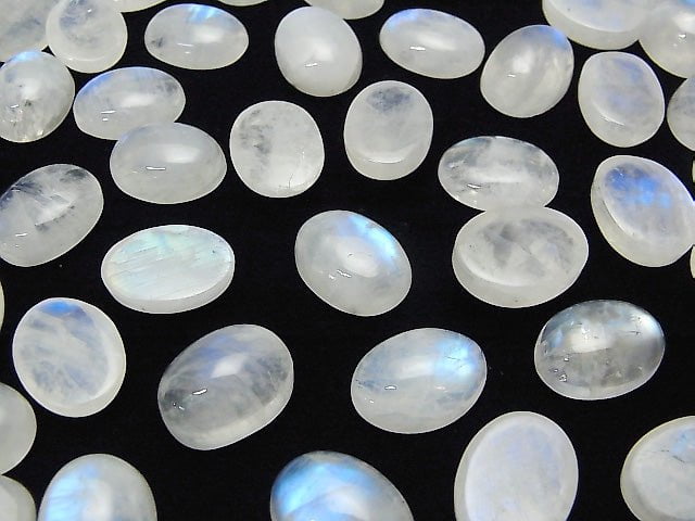 Hochwertiger Regenbogen-Mondstein AA++ Oval Cabochon 16x12mm 2 Stück
