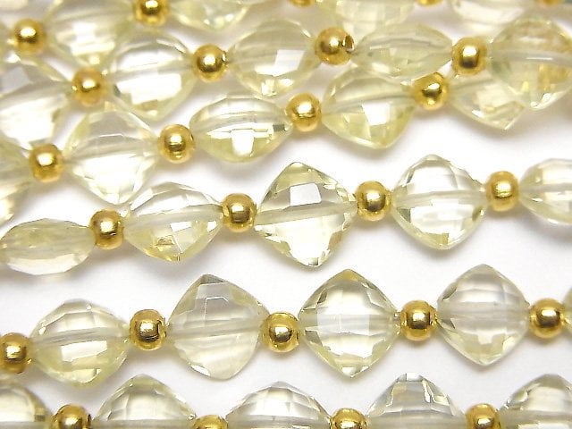 High Quality Lemon Quartz AAA Diamond Shape (Cushion Cut )8x8mm half or 1strand beads (26pcs )