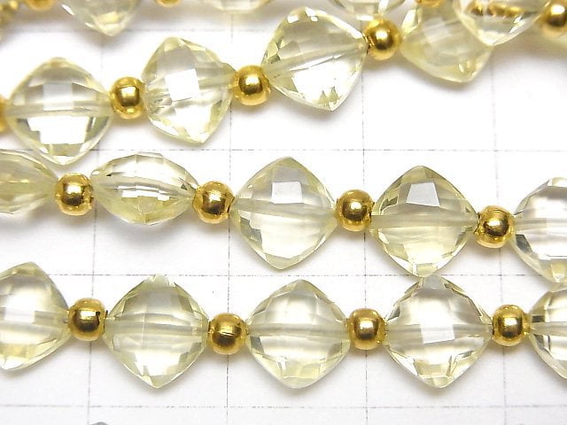 High Quality Lemon Quartz AAA Diamond Shape (Cushion Cut )8x8mm half or 1strand beads (26pcs )