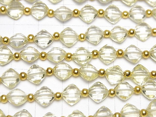 High Quality Lemon Quartz AAA Diamond Shape (Cushion Cut )8x8mm half or 1strand beads (26pcs )