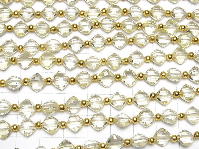 High Quality Lemon Quartz AAA Diamond Shape (Cushion Cut )8x8mm half or 1strand beads (26pcs )