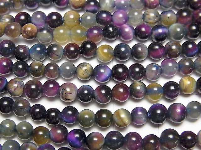 Mix Tigerauge AAA- Rund 4mm 1 Strang Perlen (ca. 15 Zoll / 36 cm)