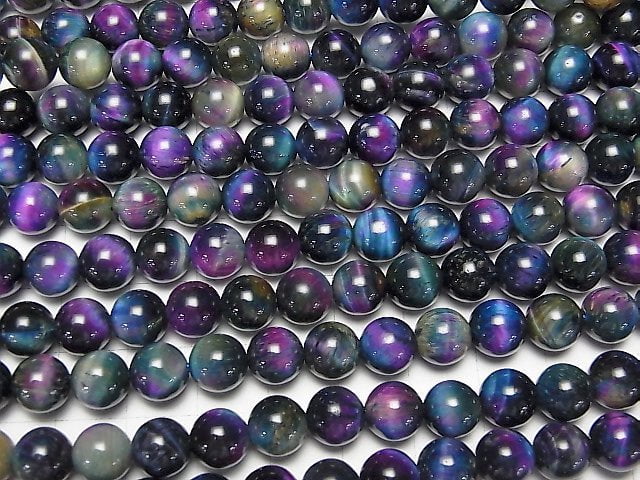 Mix Tigerauge AAA- Rund 8mm 1 Strang Perlen (ca. 15 Zoll / 36 cm)