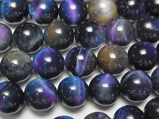 混色虎眼石 AAA級 圓珠 10mm 半串或1串珠子(約15英寸/36厘米)