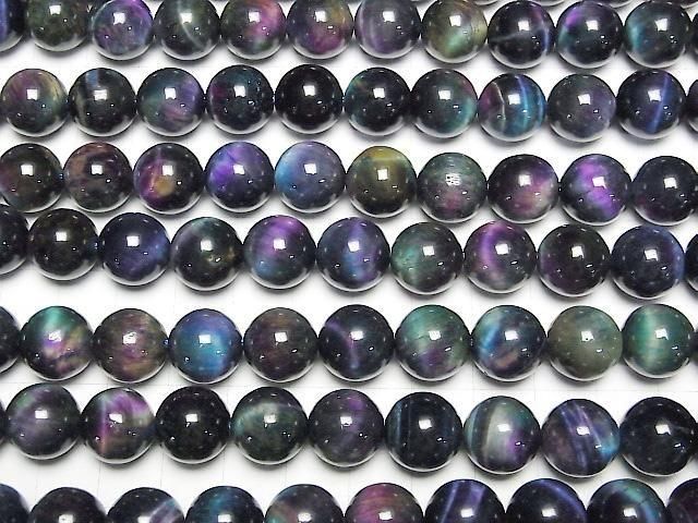 混色虎眼石 AAA級 - 圓珠 12mm 半串或1串珠子 (約15英吋/36公分)