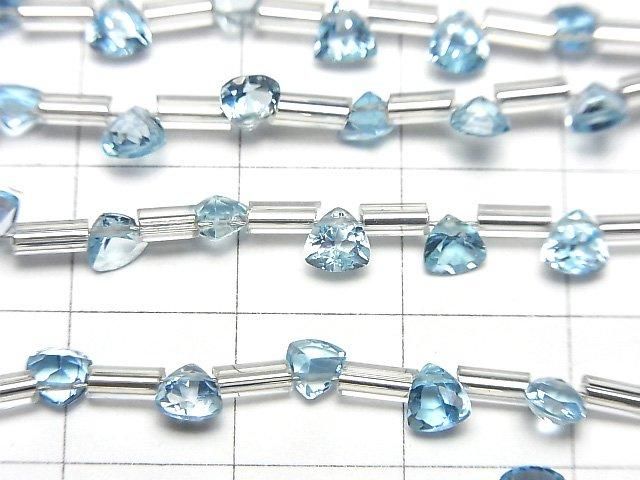 Hochwertiger Schweizer Blauer Topas AAA- Dreieckig Facettiert 4x4mm halb oder 1 Strang Perlen (18 Stück)