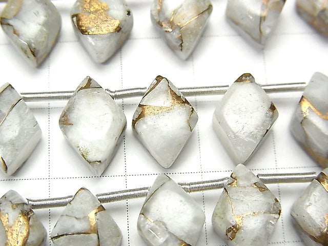 Kupfer-Kalkstein AAA Diamant 12x8mm halbe oder 1 Strang Perlen (18 Stück)