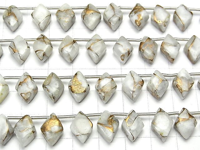 Kupfer-Kalkstein AAA Diamant 12x8mm halbe oder 1 Strang Perlen (18 Stück)