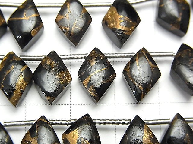 Kupfer-Obsidian AAA Diamant 12x8mm halbe oder 1 Strang Perlen (18 Stück)