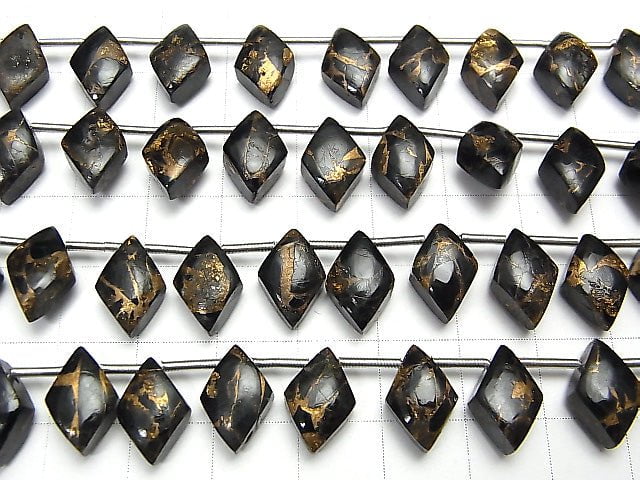 Kupfer-Obsidian AAA Diamant 12x8mm halbe oder 1 Strang Perlen (18 Stück)