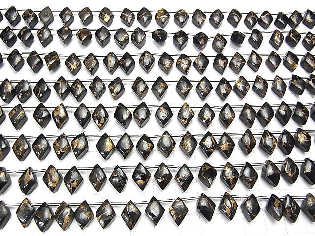 Kupfer-Obsidian AAA Diamant 12x8mm halbe oder 1 Strang Perlen (18 Stück)