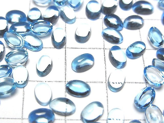 Hochwertiger Schweizer blauer Topas AAA Oval Cabochon 6x4mm 4 Stück