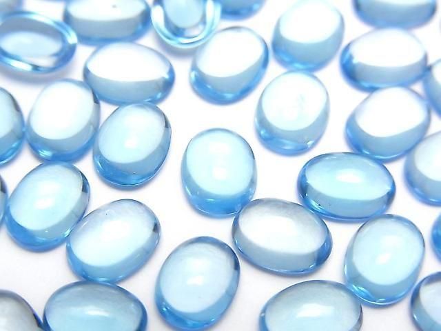 High Quality Swiss Blue Topaz AAA Oval Cabochon 8x6mm 2pcs