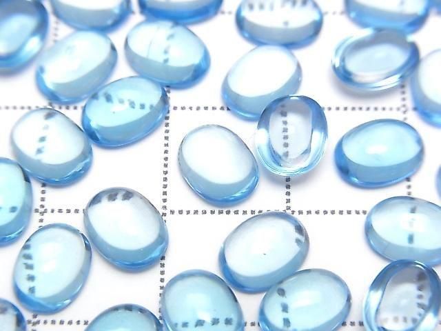 High Quality Swiss Blue Topaz AAA Oval Cabochon 8x6mm 2pcs