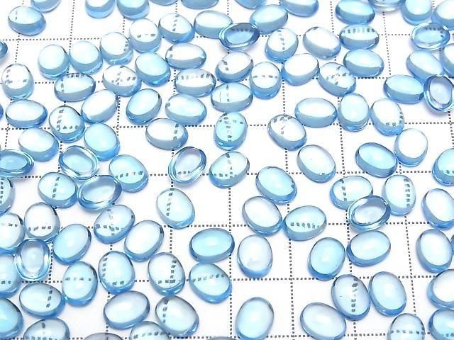 High Quality Swiss Blue Topaz AAA Oval Cabochon 8x6mm 2pcs