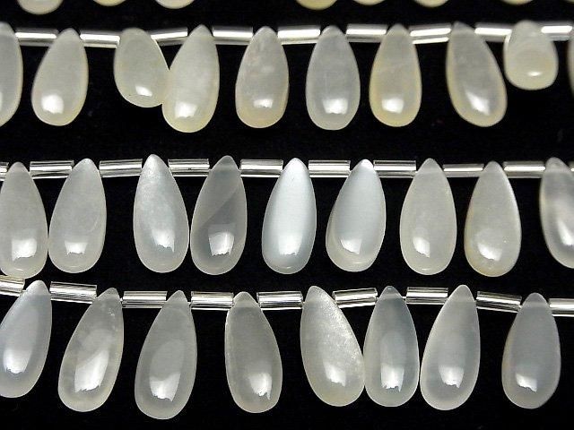 Hochwertiger Weißer Mondstein AAA- Tropfenform (glatt) 15x6mm halb oder 1Strang Perlen (18Stücke)