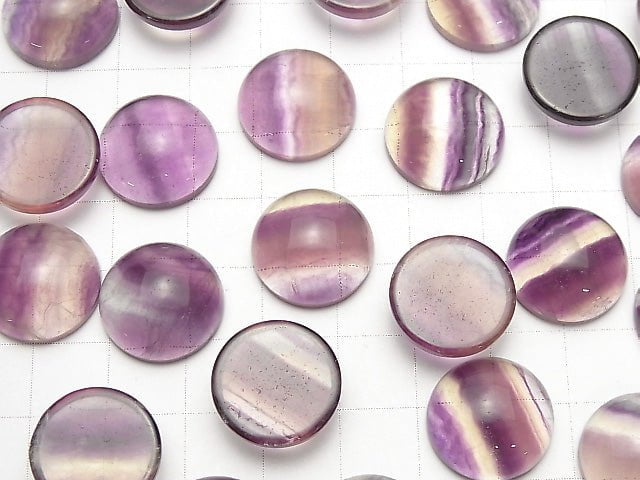 Fluorit AAA runder Cabochon 16x16mm 2 Stück