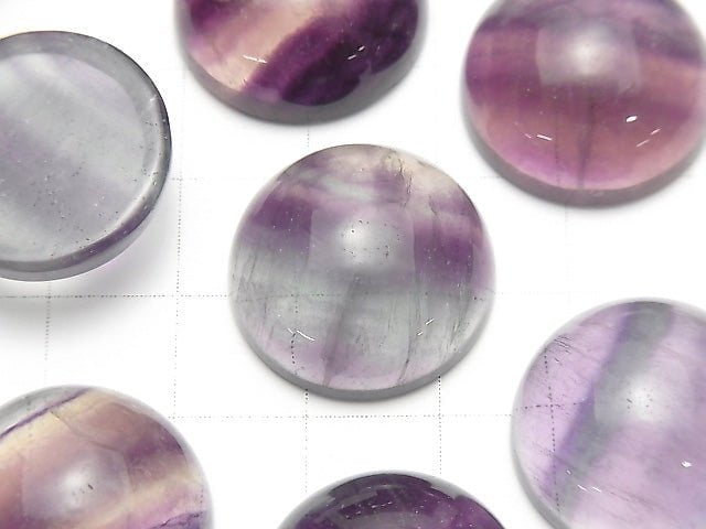 Fluorit AAA runder Cabochon 20x20mm 2 Stück