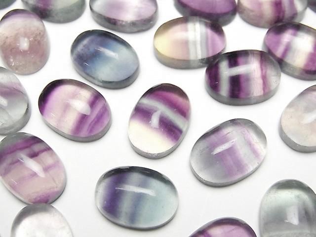 Fluorit AAA ovaler Cabochon 14x10mm 3 Stück