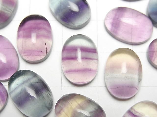 Fluorit AAA ovaler Cabochon 14x10mm 3 Stück