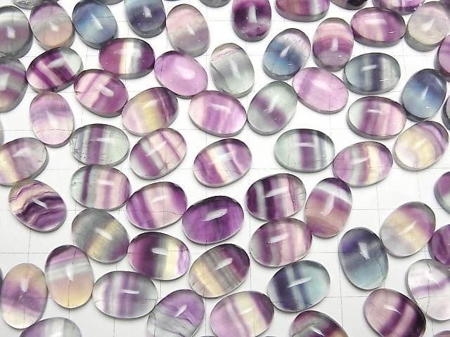 Fluorit AAA ovaler Cabochon 14x10mm 3 Stück
