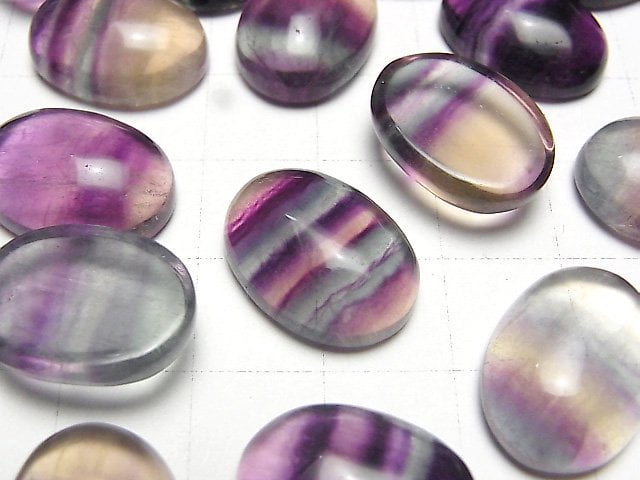 Multicolor Fluorit AAA ovaler Cabochon 18x13mm 2 Stück