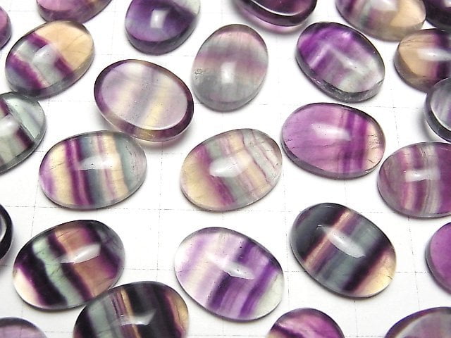 Multicolor Fluorit AAA ovaler Cabochon 18x13mm 2 Stück