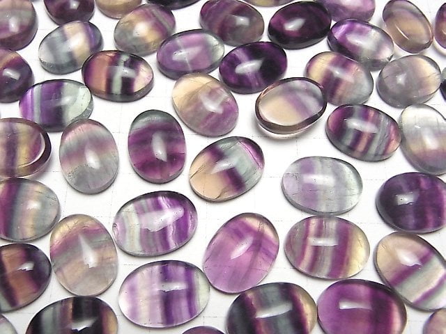 Multicolor Fluorit AAA ovaler Cabochon 18x13mm 2 Stück