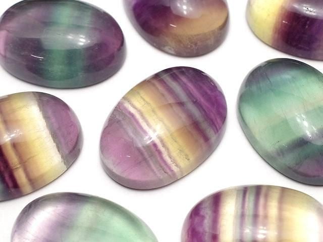 Fluorit AAA ovaler Cabochon 25x18mm 2 Stück