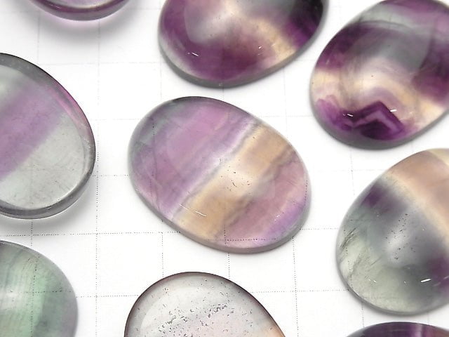Fluorit AAA ovaler Cabochon 30x22mm 2 Stück