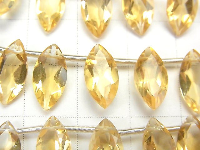 Citrine AAA Marquise Facettée de Haute Qualité 12x6mm perles demi-fil ou 1 fil (18pcs)