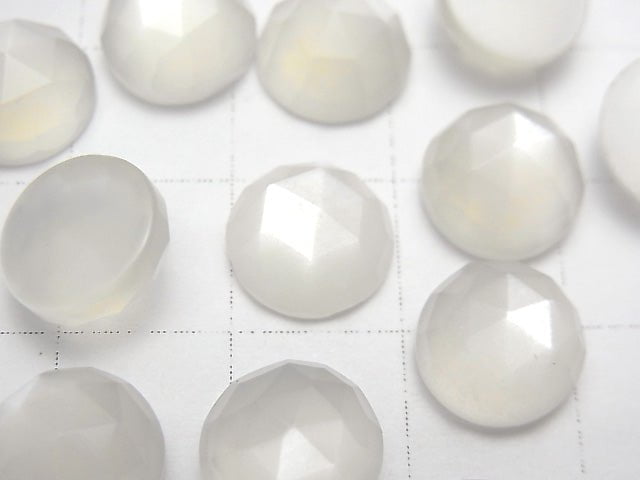 Hochwertiger Weißer Mondstein AAA Rund Rosenschliff 12x12mm 1Stück
