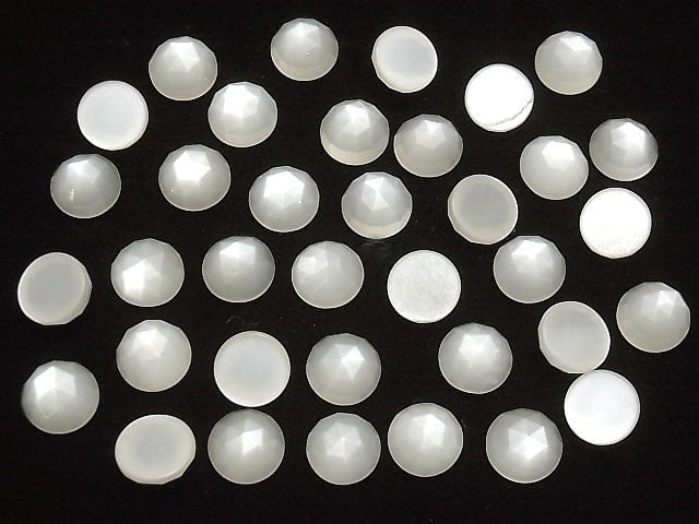 Hochwertiger Weißer Mondstein AAA Rund Rosenschliff 12x12mm 1Stück