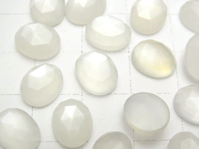 Hochwertiger Weißer Mondstein AAA Oval Rosenschliff 10x8mm 3Stücke
