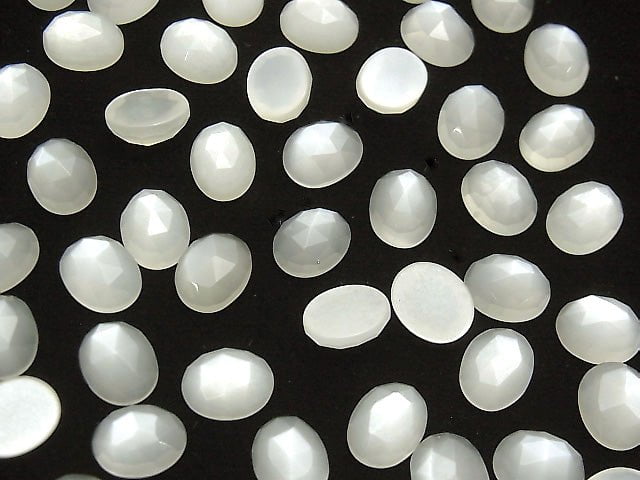 Hochwertiger Weißer Mondstein AAA Oval Rosenschliff 10x8mm 3Stücke