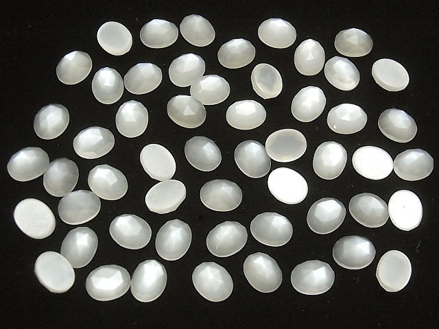 Hochwertiger Weißer Mondstein AAA Oval Rosenschliff 10x8mm 3Stücke