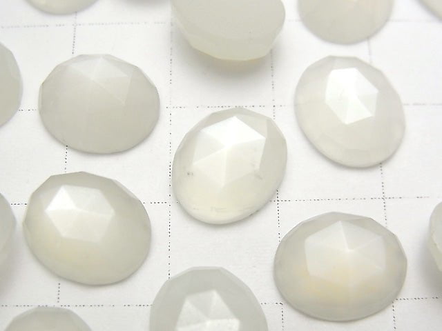Hochwertiger Weißer Mondstein AAA Oval Rosenschliff 12x10mm 2Stücke